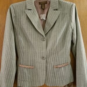 Chadwick's Belted Blazer 14P Brown Menswear Polka Dot Structured Suit Jacket
